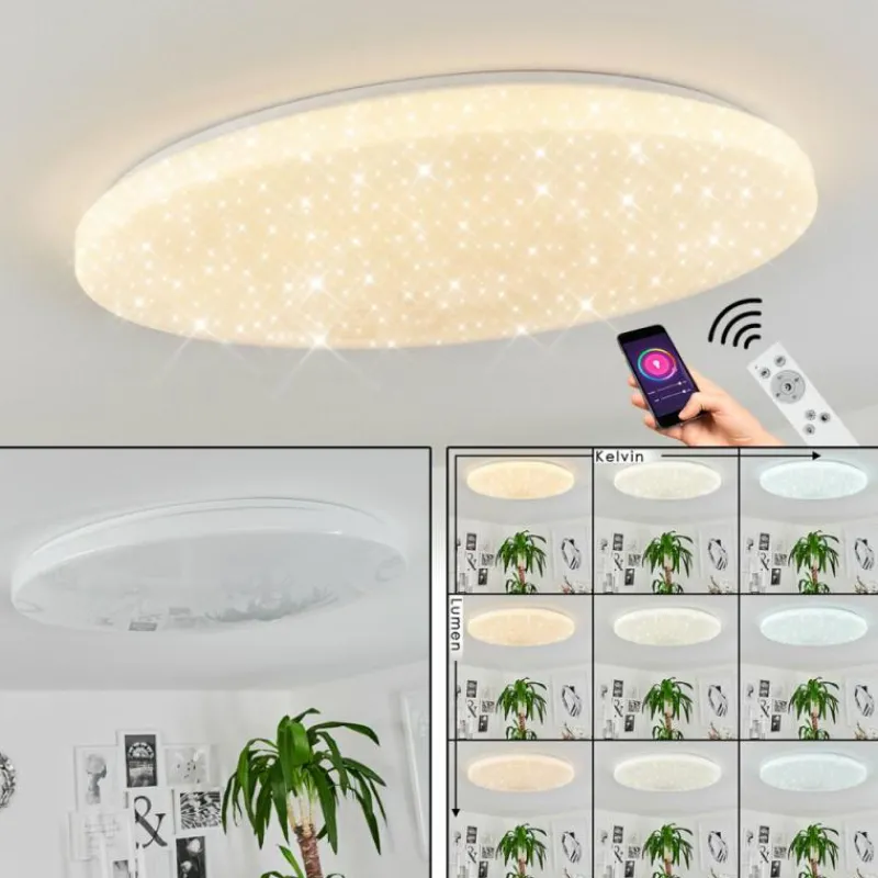 hofstein Plafonnier Sweet LED Blanc, 1 lumière, Télécommandes