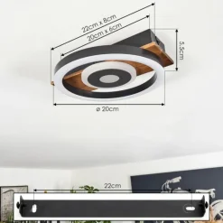 hofstein Plafonnier Taboneira LED Noir, 1 lumière