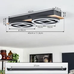 hofstein Plafonnier Taboneira LED Écru, Noir, 2 lumières