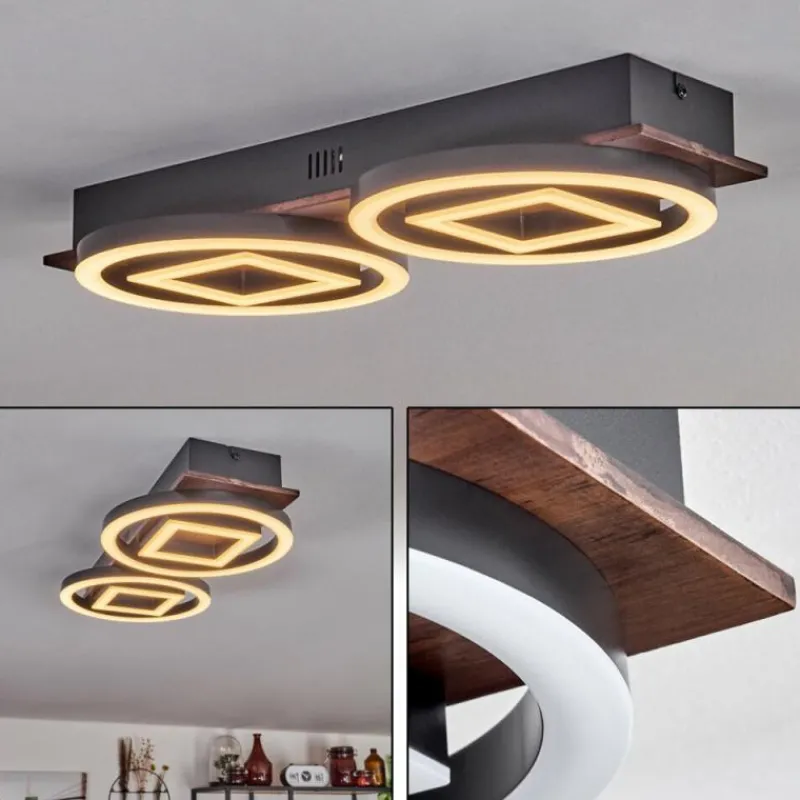 hofstein Plafonnier Taboneira LED Brun foncé, Noir, 2 lumières