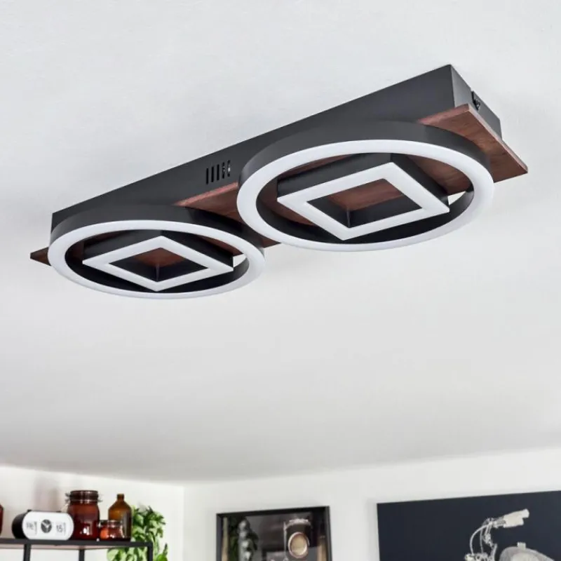 hofstein Plafonnier Taboneira LED Brun foncé, Noir, 2 lumières