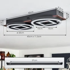 hofstein Plafonnier Taboneira LED Brun foncé, Noir, 2 lumières