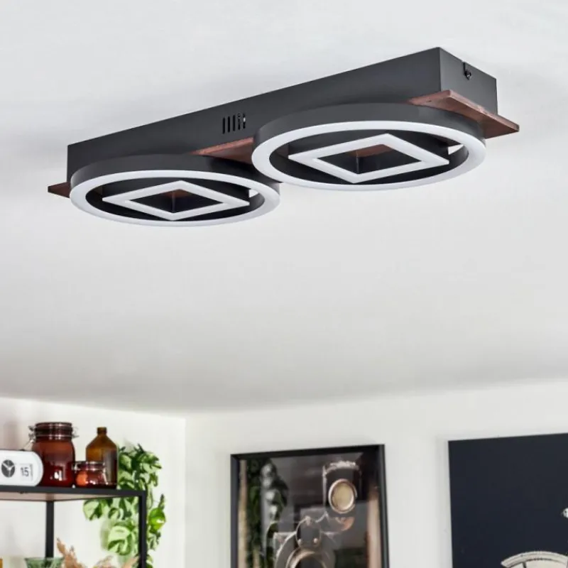 hofstein Plafonnier Taboneira LED Brun foncé, Noir, 2 lumières