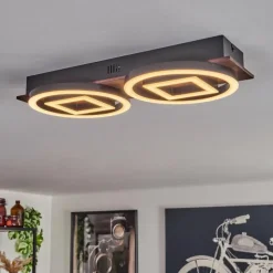 hofstein Plafonnier Taboneira LED Brun foncé, Noir, 2 lumières