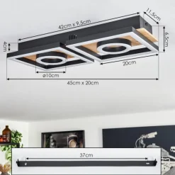 hofstein Plafonnier Taboneira LED Écru, Noir, 2 lumières