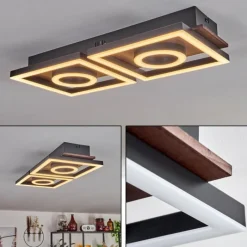 hofstein Plafonnier Taboneira LED Brun foncé, Noir, 2 lumières