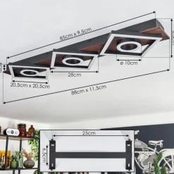 hofstein Plafonnier Taboneira LED Brun foncé, Noir, 3 lumières