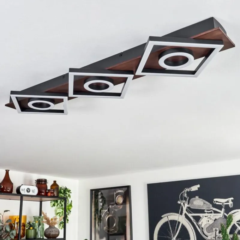 hofstein Plafonnier Taboneira LED Brun foncé, Noir, 3 lumières