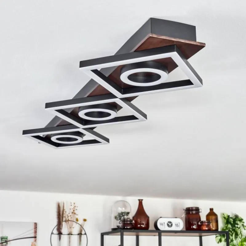 hofstein Plafonnier Taboneira LED Brun foncé, Noir, 3 lumières