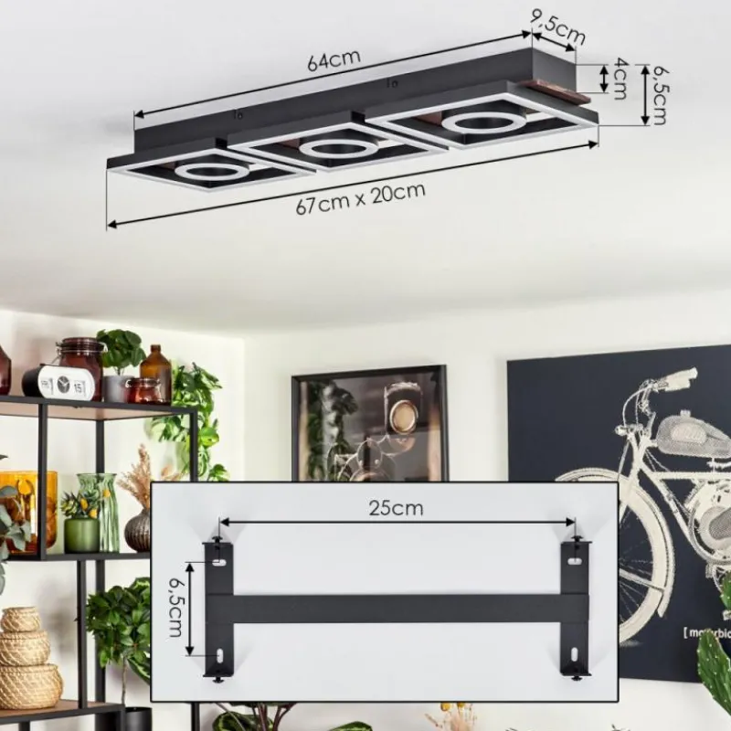 hofstein Plafonnier Taboneira LED Brun foncé, Noir, 3 lumières