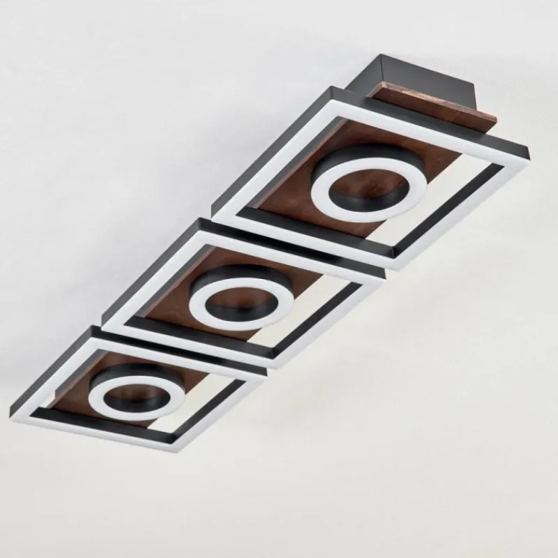 hofstein Plafonnier Taboneira LED Brun foncé, Noir, 3 lumières