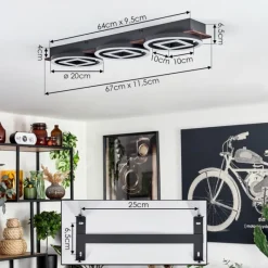 hofstein Plafonnier Taboneira LED Brun foncé, Noir, 3 lumières