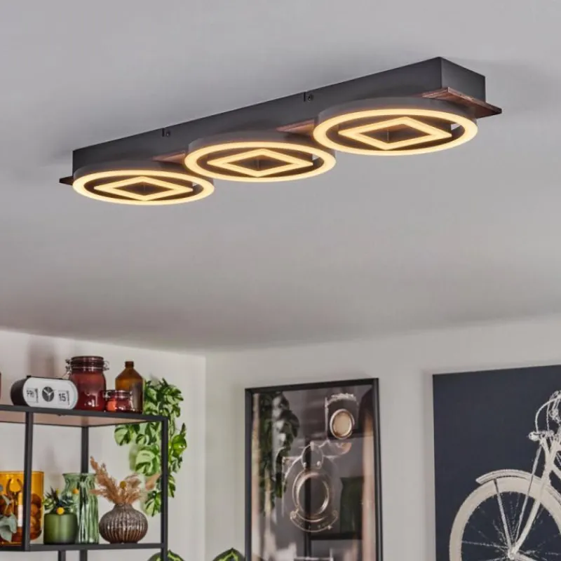 hofstein Plafonnier Taboneira LED Brun foncé, Noir, 3 lumières