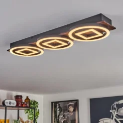 hofstein Plafonnier Taboneira LED Brun foncé, Noir, 3 lumières