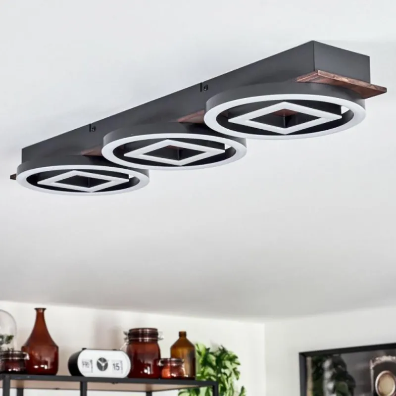 hofstein Plafonnier Taboneira LED Brun foncé, Noir, 3 lumières