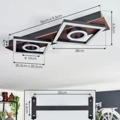 hofstein Plafonnier Taboneira LED Brun foncé, Noir, 2 lumières