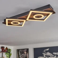 hofstein Plafonnier Taboneira LED Brun foncé, Noir, 2 lumières