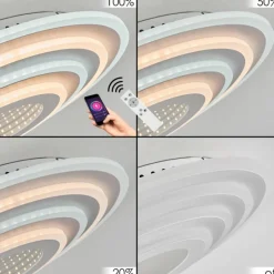 hofstein Plafonnier Takok LED Blanc, 1 lumière, Télécommandes