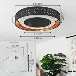 Lampes En Tissu-hofstein Plafonnier Tallaboa LED Noir, Blanc, 1 lumière