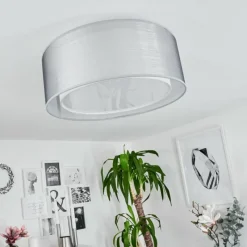 Lampes En Tissu-hofstein Plafonnier Tallaboa Nickel mat, Blanc, 3 lumières