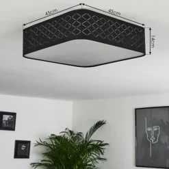 Lampes En Tissu-hofstein Plafonnier Tallaboa Noir, Blanc, 1 lumière