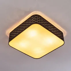 Lampes En Tissu-hofstein Plafonnier Tallaboa Noir, Blanc, 1 lumière