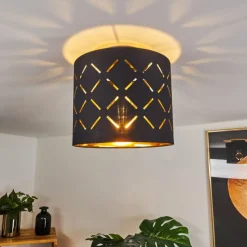 Lampes En Tissu-hofstein Plafonnier Tallaboa Noir, 1 lumière