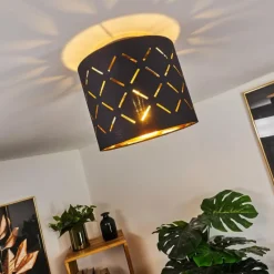 Lampes En Tissu-hofstein Plafonnier Tallaboa Noir, 1 lumière