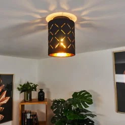 Lampes En Tissu-hofstein Plafonnier Tallaboa Noir, 1 lumière