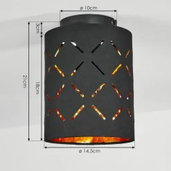 Lampes En Tissu-hofstein Plafonnier Tallaboa Noir, 1 lumière