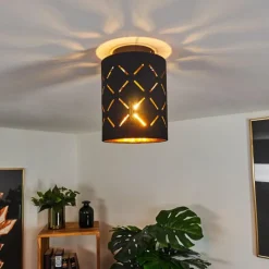 Lampes En Tissu-hofstein Plafonnier Tallaboa Noir, 1 lumière