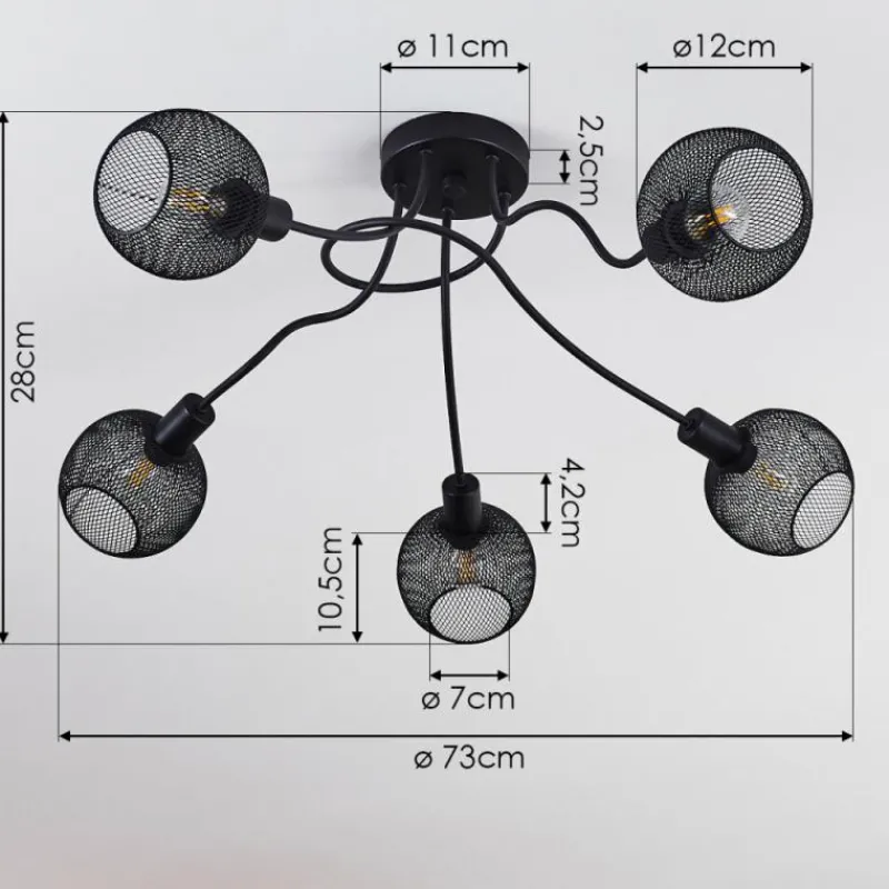 hofstein Plafonnier Tambo Noir, 5 lumières