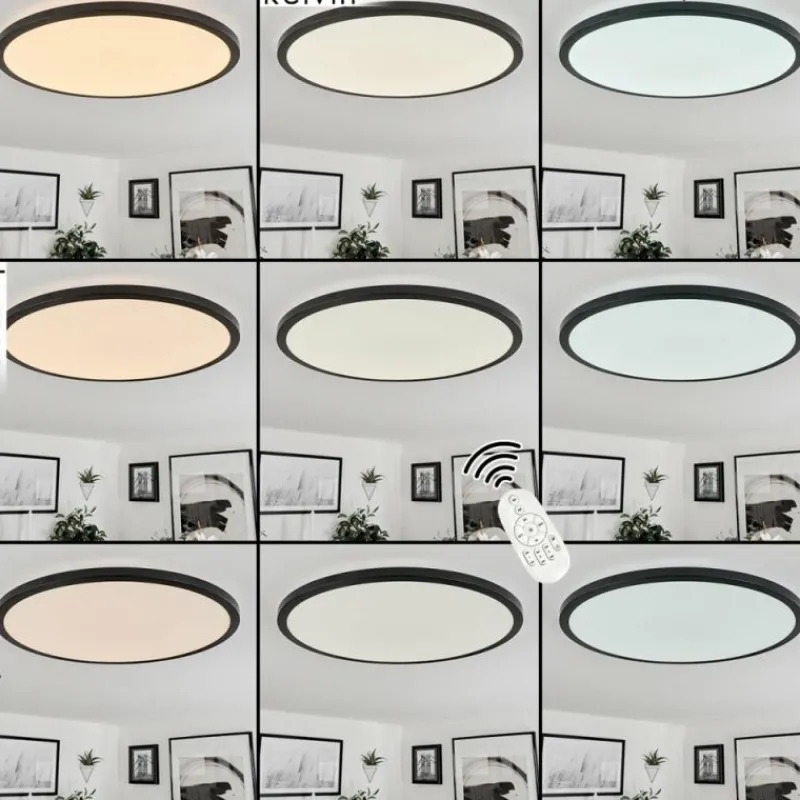 hofstein Plafonnier Tamesch LED Noir, 1 lumière, Télécommandes