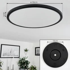 hofstein Plafonnier Tamesch LED Noir, 1 lumière, Télécommandes