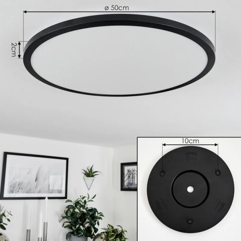 hofstein Plafonnier Tamesch LED Noir, 1 lumière, Télécommandes