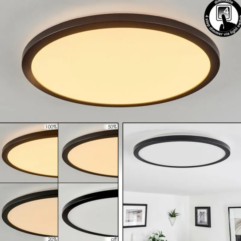 hofstein Plafonnier Tamesch LED Noir, 1 lumière