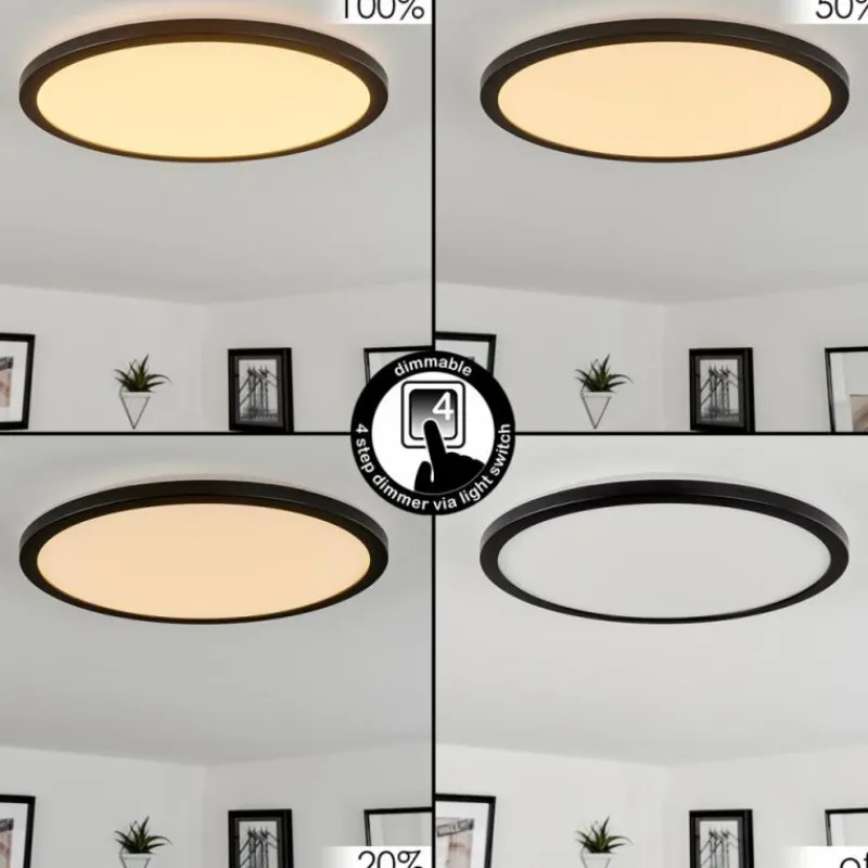 hofstein Plafonnier Tamesch LED Noir, 1 lumière