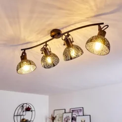 Luminaires Rustiques-hofstein Plafonnier Tangier Noir, 4 lumières