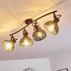 Luminaires Rustiques-hofstein Plafonnier Tangier Noir, 4 lumières