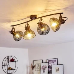 Luminaires Rustiques-hofstein Plafonnier Tangier Noir, 4 lumières