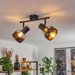 Lampes En Tissu-hofstein Plafonnier Tarasp Noir, 2 lumières