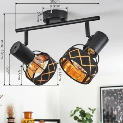 Lampes En Tissu-hofstein Plafonnier Tarasp Noir, 2 lumières