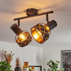 Lampes En Tissu-hofstein Plafonnier Tarasp Noir, 2 lumières