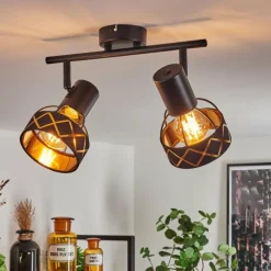 Lampes En Tissu-hofstein Plafonnier Tarasp Noir, 2 lumières