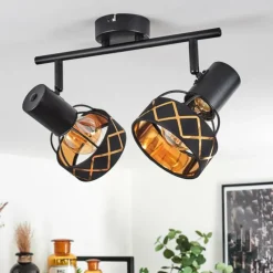 Lampes En Tissu-hofstein Plafonnier Tarasp Noir, 2 lumières