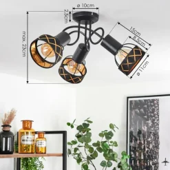 Lampes En Tissu-hofstein Plafonnier Tarasp Noir, 3 lumières