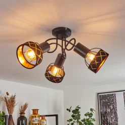 Lampes En Tissu-hofstein Plafonnier Tarasp Noir, 3 lumières