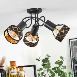 Lampes En Tissu-hofstein Plafonnier Tarasp Noir, 3 lumières