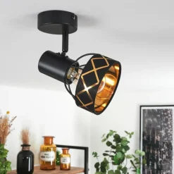 Lampes En Tissu-hofstein Plafonnier Tarasp Noir, 1 lumière