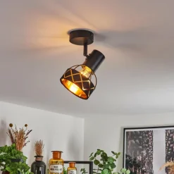 Lampes En Tissu-hofstein Plafonnier Tarasp Noir, 1 lumière